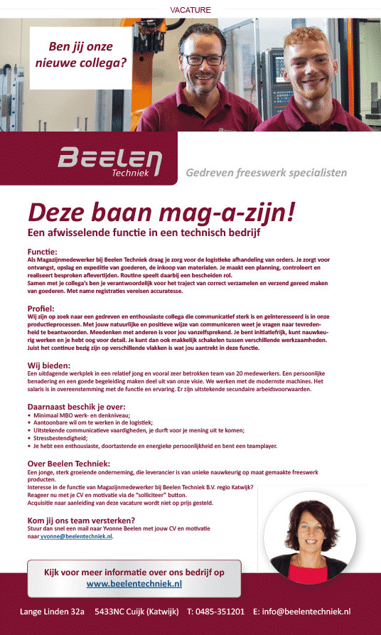 Advertentie Magazijnmedewerker